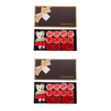 2Pièces Rose Rouge Coffret Cadeau Bain Avec Ours Peluche