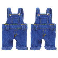 2Pièces Tenues Mini Salopettes En Tissu Bleu Pour Peluches À Décorer