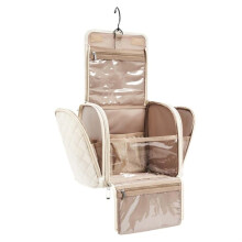 Toiletry Bag Travel Makeup Bag with Hanging Hook, Cosmetic Bag Make Organizer Case, Large Capacity Cream White