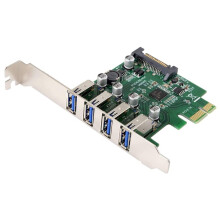5X Lågprofil 4 Portar PCI-E Till USB3.2Gen1 HUB PCI Express Expansionskortadapter 5 Gbps USB1.1/2.0/3.0 Operativsystem
