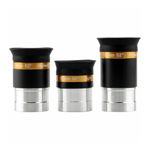 3 PÇS/SET 1,25 Polegadas 62 Graus 4mm 10mm 23mm Telescópio Astronômico Asférico Conjunto de Combinação de Ocular  Angular