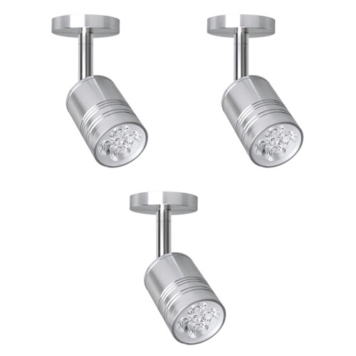 3Pièces Lampe Vitrine LED Argentée 360 Rotative Pour Décor Éclairant 1