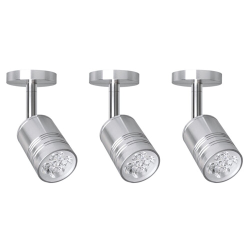 3Pièces Lampe Vitrine LED Argentée 360 Rotative Pour Décor Éclairant 2