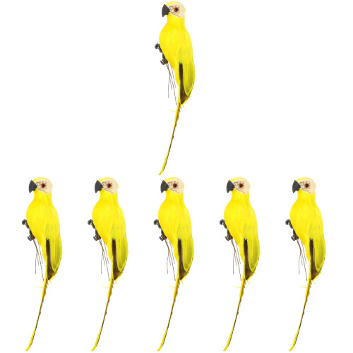 6Pièces Décorations Oiseaux Jaunes Simulés Pour Jardin 2
