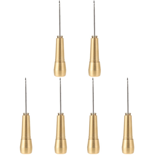 6Pièces Awls Couture Cuir Handle Cuivre Réparation DIY 1