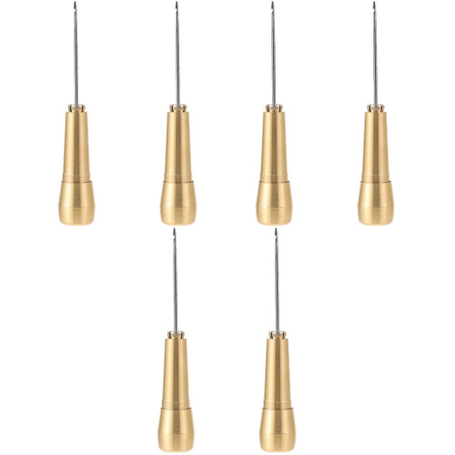 6Pièces Awls Couture Cuir Handle Cuivre Réparation DIY 2