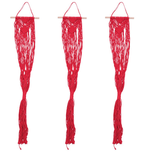 3Pièces Porte-Plante Suspendu Rouge Corde 2