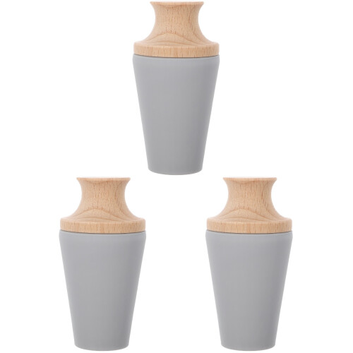 3Pièces Bouchons Étanches Vin Silicone Bois Usage 1