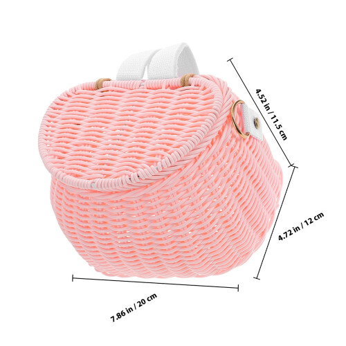1Panier Pour Enfant En Rotin Rose, Résistant Décoratif 1