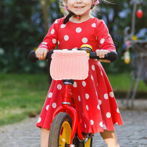 1Panier Pour Enfant En Rotin Rose, Résistant Décoratif 2