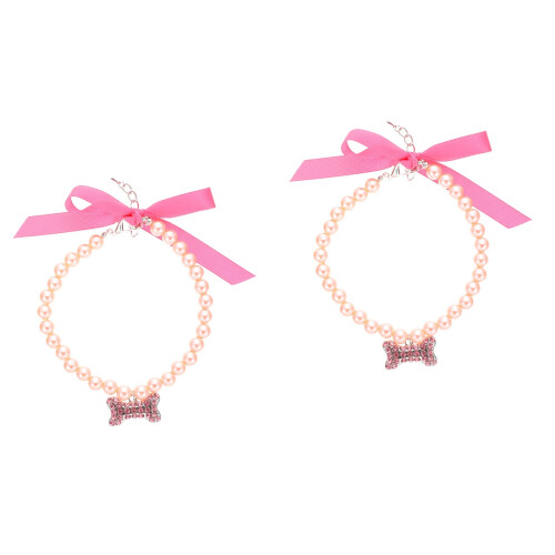 2Pièces Collier Rose Pour Chats, Élégant Respirant 2