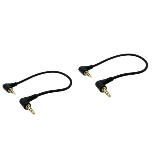 2Pièces Câble Extension Audio 3,5mm Double Angle Noir Pour 2