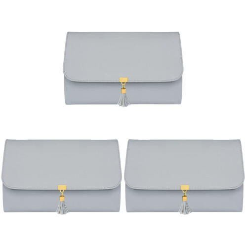 3Pièces Range Bijoux Pliable Cuir Souple Pour Voyage Facile 1