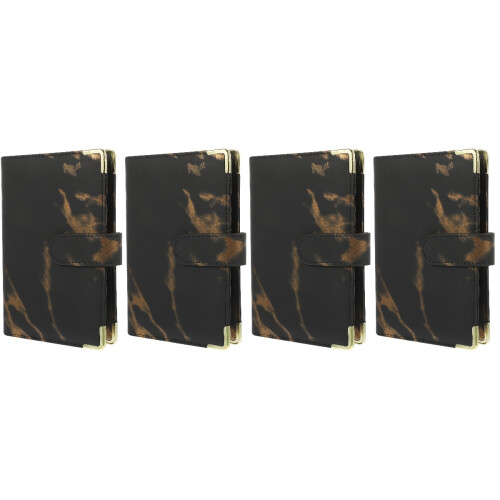 4Pièces PU Pour Cahier A6 Noir Protection Pratique 2