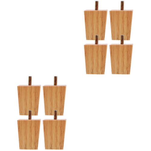 8Pièces Pieds En Bois Pour Maison Beige 1