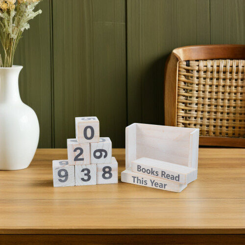 1Ensemble Calendrier Perpétuel Bois Kaki Compteur Lecture Décor 2