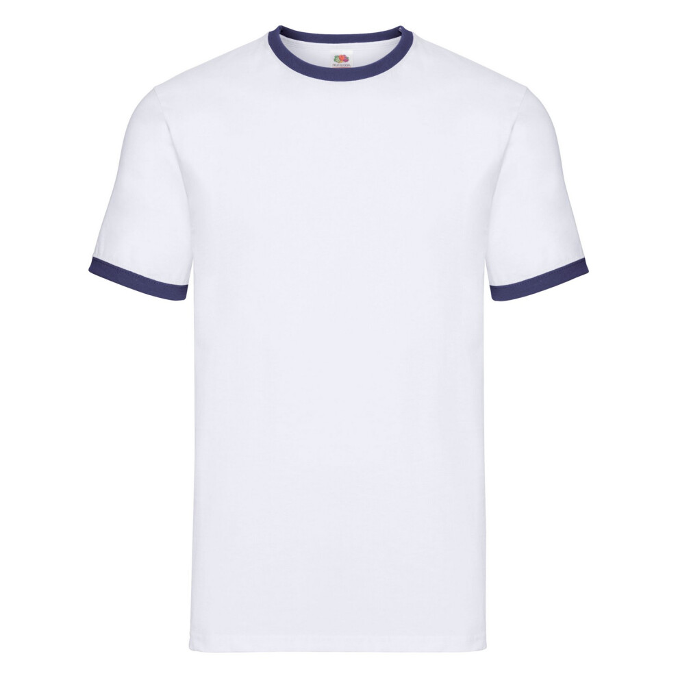 Fruit Of The Loom (M, White/Navy) Unisex Adult Ringer T-Shirt