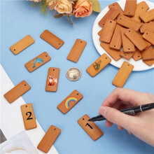 120 STKS Houten Tags Sleutelring Blanks Rechthoek Graveren Blanks Natuurlijk Hout Sleutelring Tag voor Sleutelhanger Wijnfles