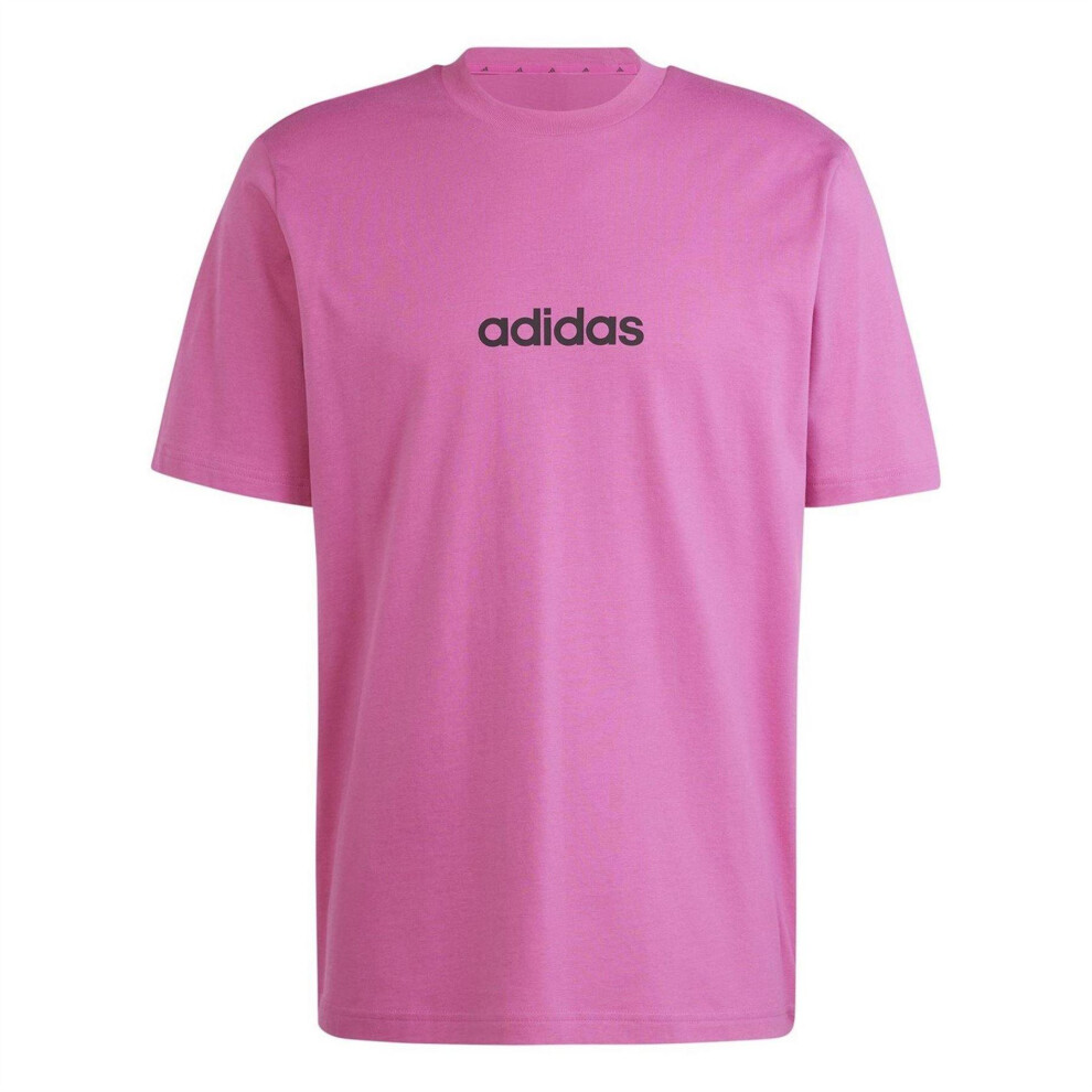 Adidas (S, Fuchsia) Mens Logo Cotton T-Shirt
