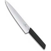 Victorinox Swiss Modern, Coltello da affettare professionale, Lama extra affilata, 22 cm, Manico in plastica, Acciaio inossidabile, nero