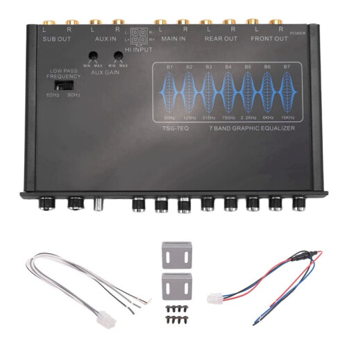 2X 7 Band Car Equalizer Audio EQ Tuning Crossover Amplifier Parametric Car Preamplifier Audio Equalizer +-12dB 2