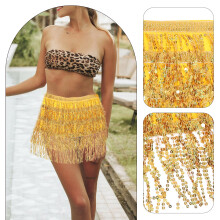 Gouden Dansrok Met Sequin Tailleketting En Sierlijke Franjes