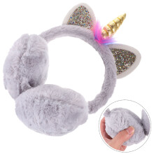 Zachte Grijze Oorwarmers Unicorn Comfortabel Design