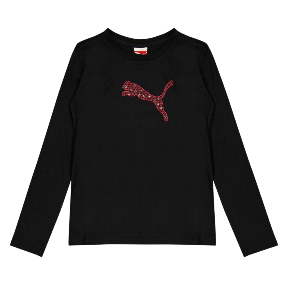 Puma (11-12 Years, Black) Childrens/Kids Stars Logo Long-Sleeved T-Shirt