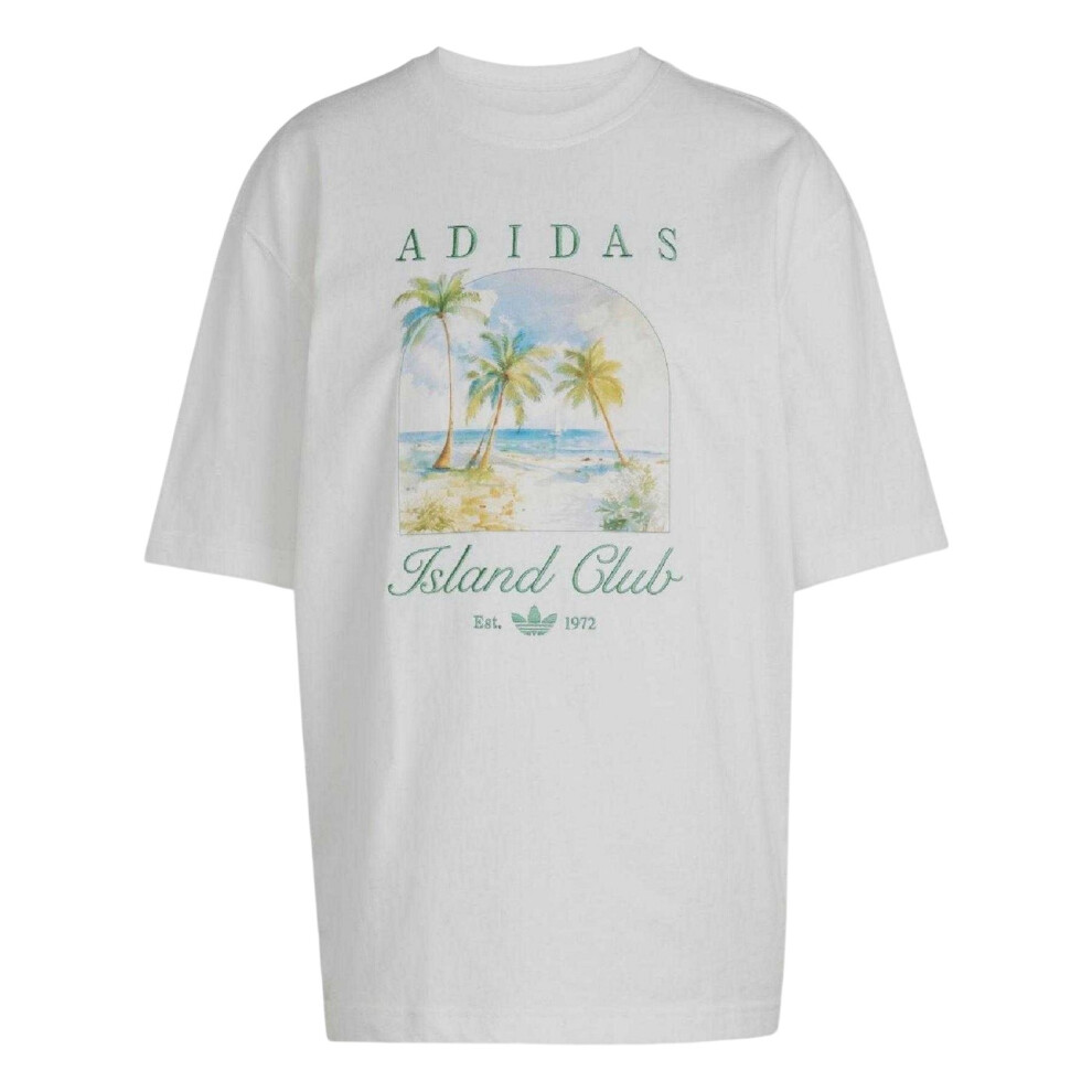 Adidas (8 Uk - 10 Uk, White) Womens/Ladies Island Club Oversized T-Shirt
