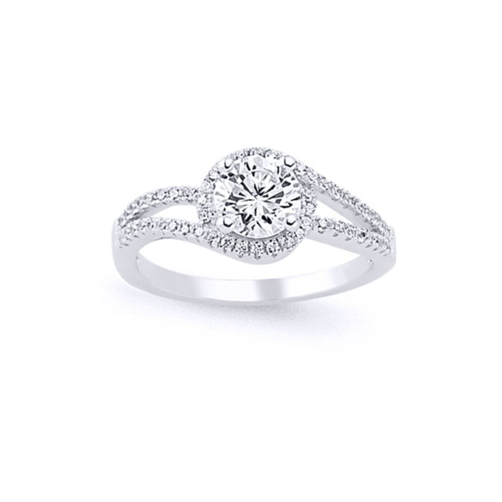 Jewelco London (P) Ladies Sterling Silver Cubic Zirconia Split Shoulder-Set Solitaire Engagement Ring - Gvr582
