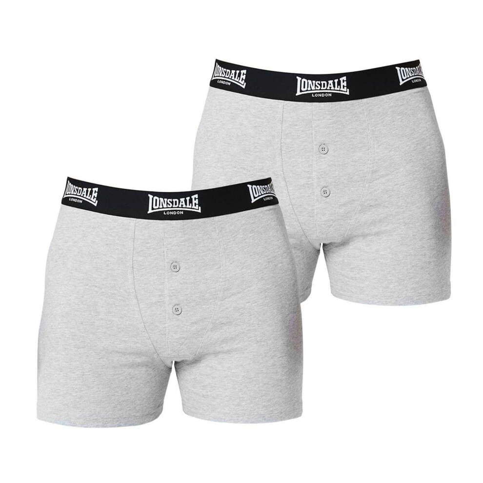 Lonsdale (S, Grey) Mens Boxer Shorts (Pack Of 2)