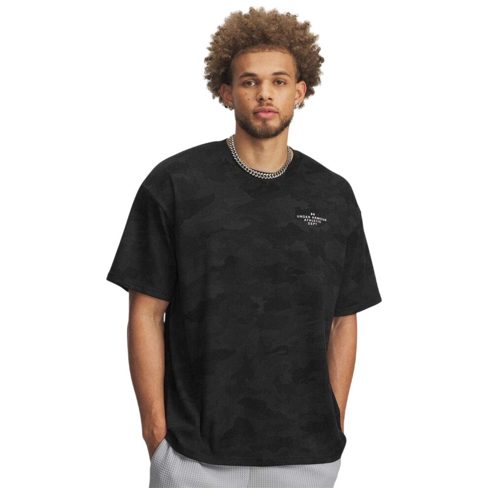 Under Armour (M, Black/White) Mens Heavyweight T-Shirt