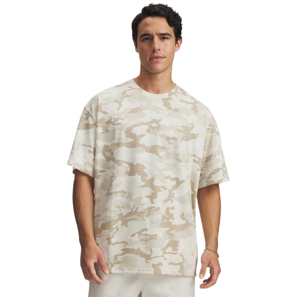 Under Armour (L, Stone/White) Mens Heavyweight T-Shirt