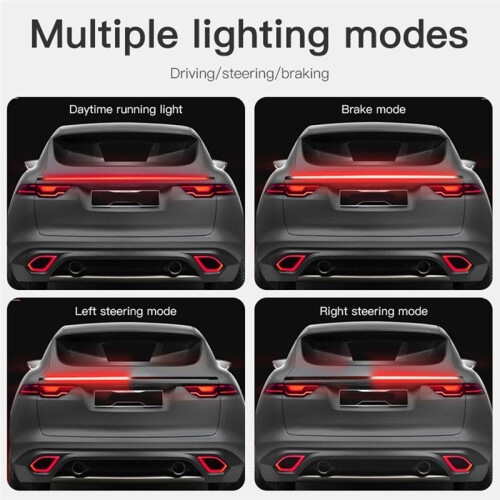 Universal Car Carbon Fiber Tail Light Bar LED Multi-Function Streamer Turn Tail Light Modified High-Mounted Brake Light 1