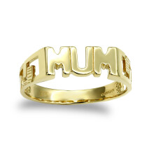 (N) Jewelco London Ladies Solid 9ct Yellow Gold Curb Link Sides MUM Ring - JRN118