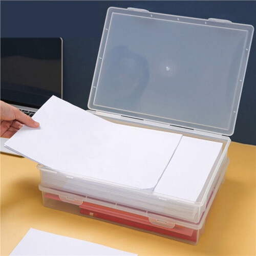 4X Plastic File Organizer Transparent Square Storage Box Storage Box File Storage Box S