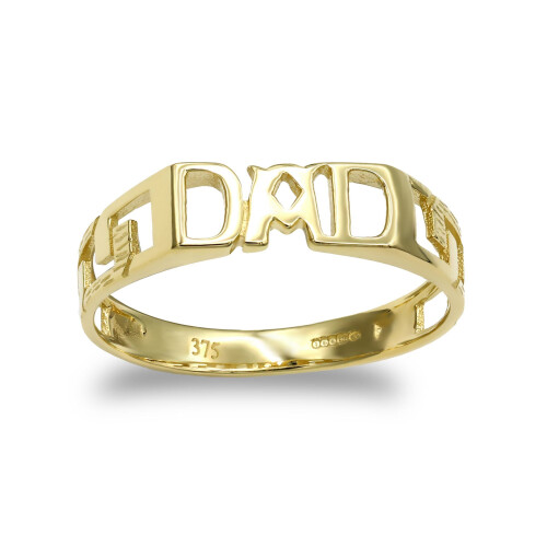 (P) Jewelco London Men's Solid 9ct Yellow Gold Curb Link Sides DAD Ring - JRN126