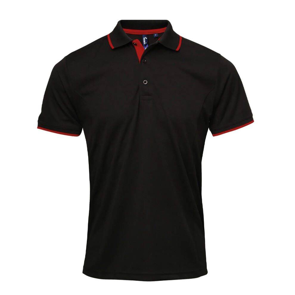 Premier (4Xl, Black/Red) Mens Coolchecker Contrast Pique Polo Shirt