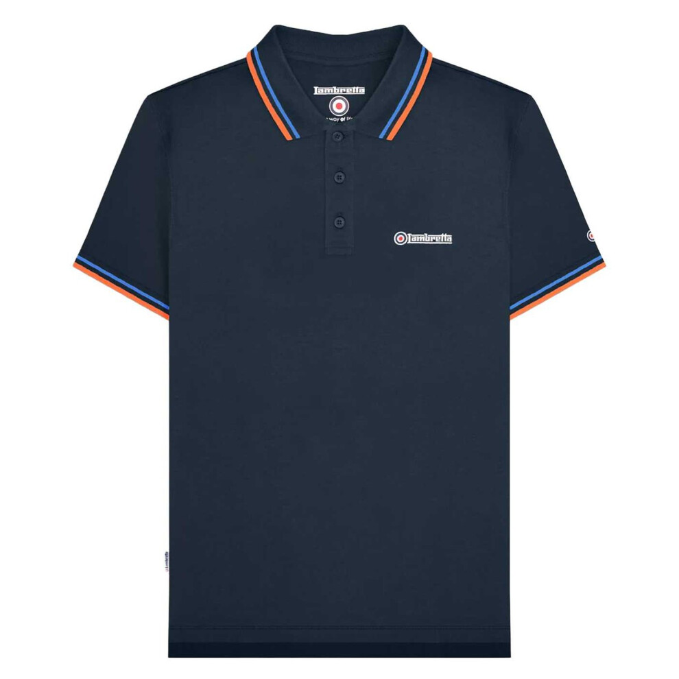 Lambretta (Xxl, Navy/Blue) Mens Ss25 Twin Tip Polo Shirt
