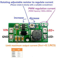 LD24AJTA 9V 12V 18V 24V 20W Driver de LED Ajustável Controlador PWM - Conversor de Corrente Constante Redutor 5 Peças