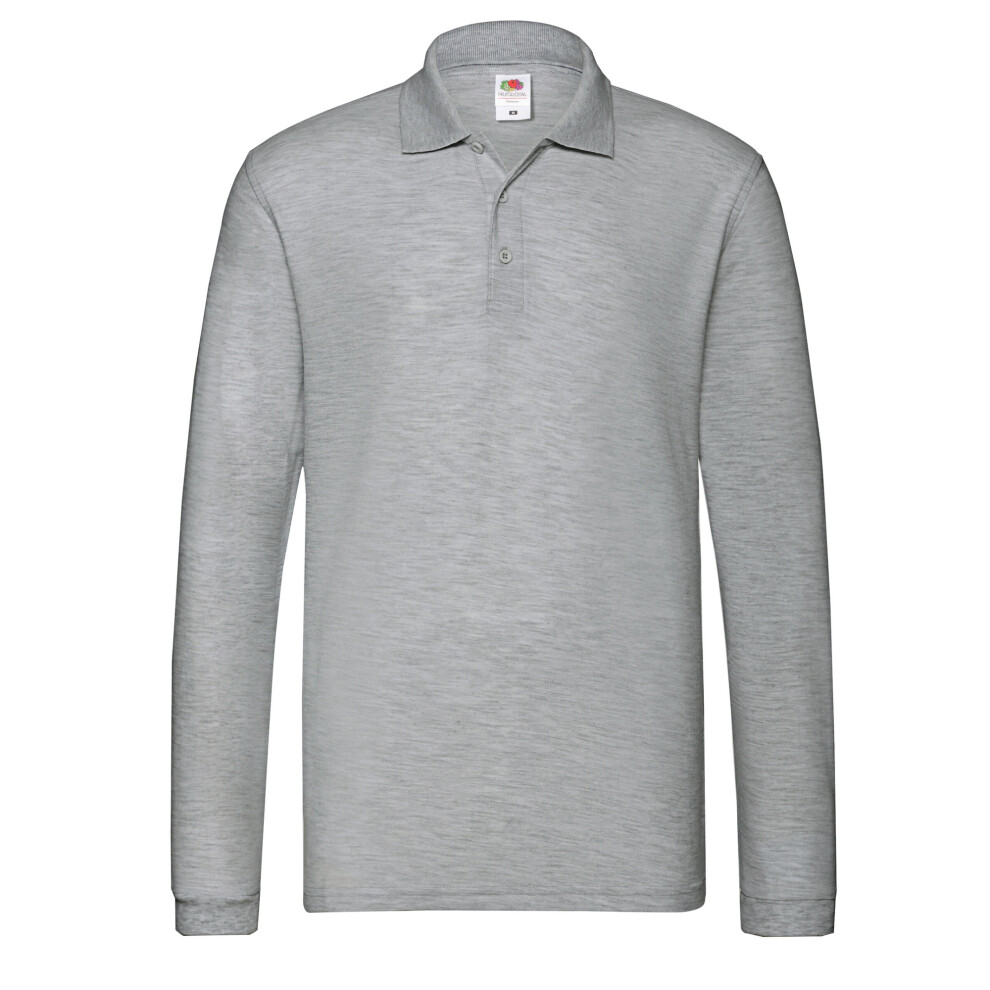 Fruit Of The Loom (Xxl, Athletic Heather Grey) Mens Premium Heather Long-Sleeved Polo Shirt