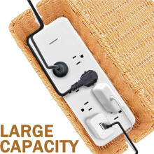 Cable Management Box, Handwoven Cord Box Cable Organizer Boxes with Lid for Desk, Floor, Office, Living Room