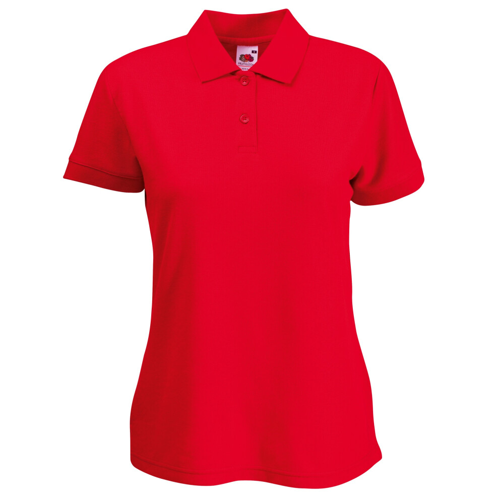 Fruit Of The Loom (L, Red) Womens/Ladies Lady Fit Short-Sleeved Polo Shirt