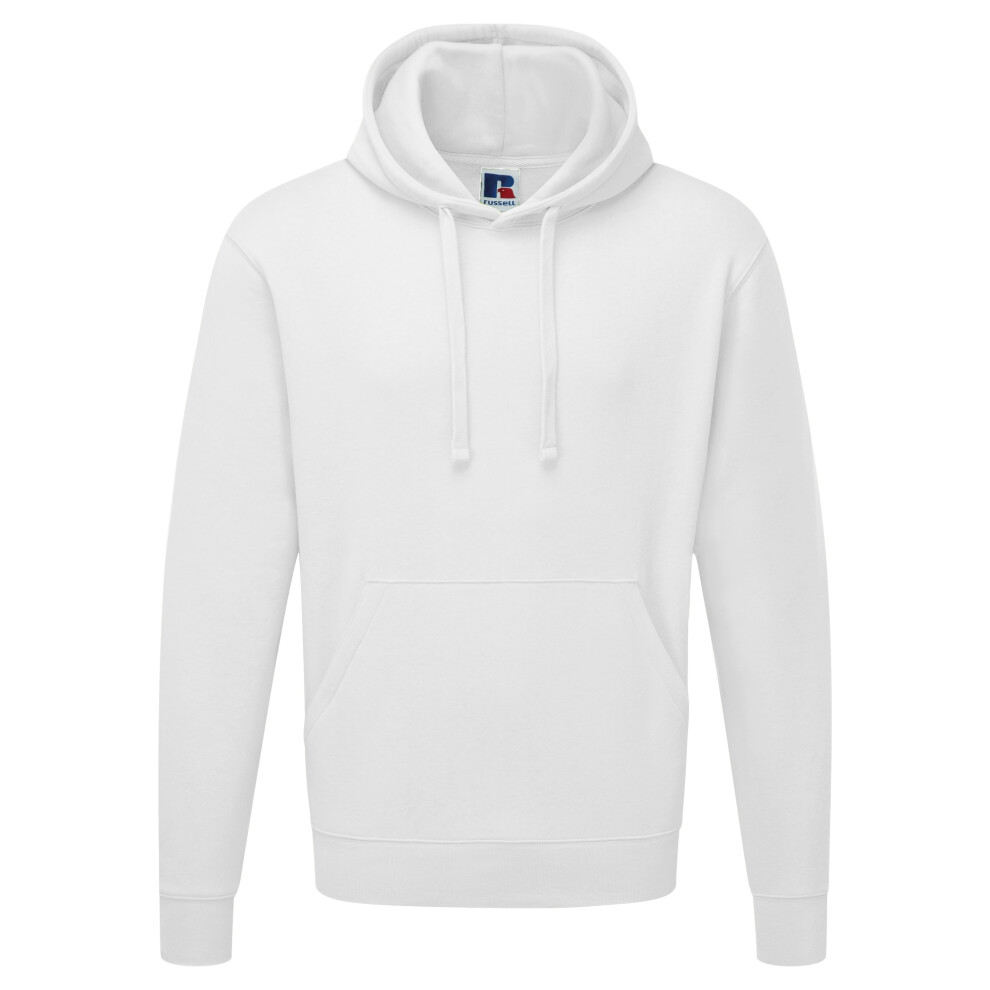 Russell (S, White) Mens Authentic Hooded Sweatshirt / Hoodie
