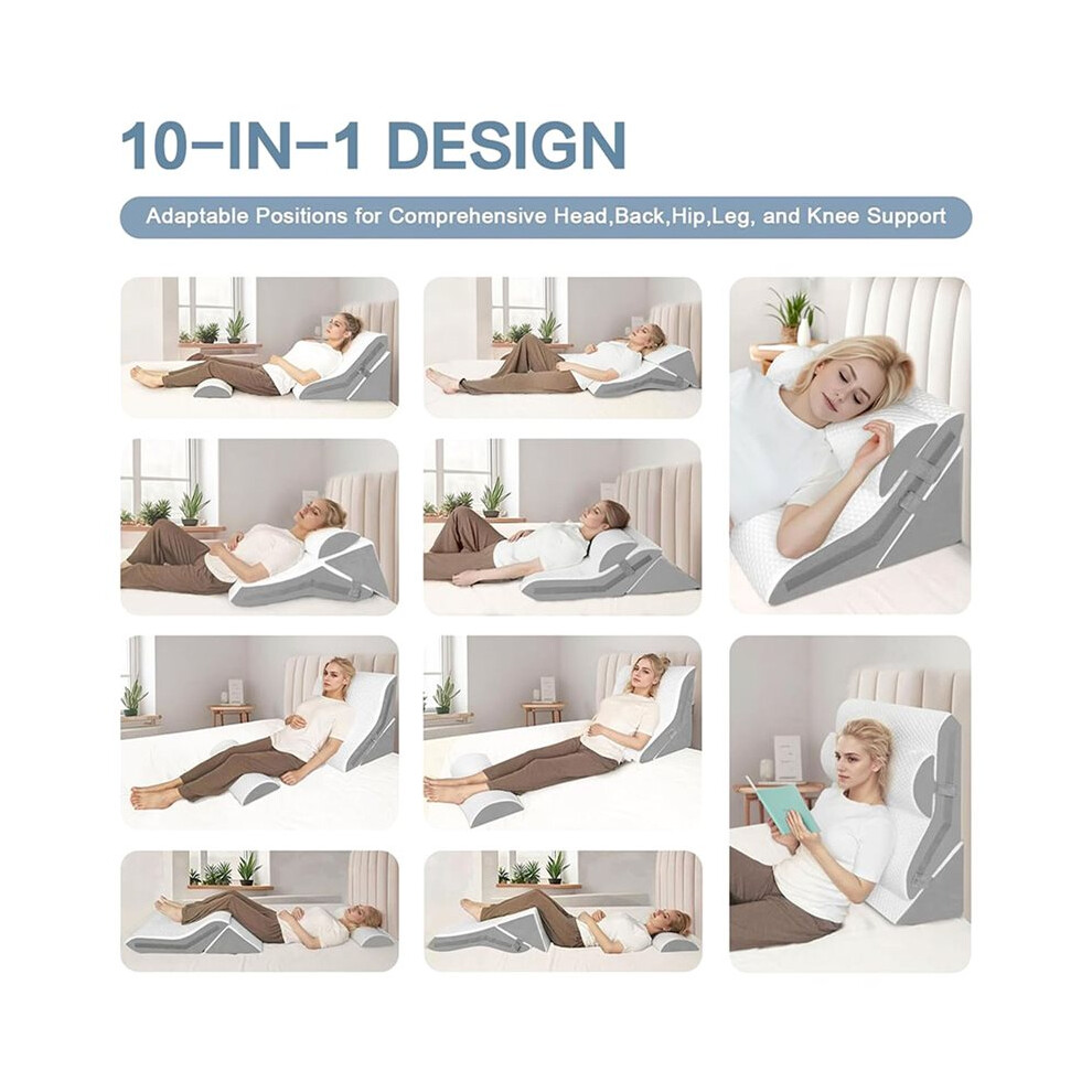 Tlily Wedge Pillow For Sleeping Adjustable Folding Triangle Pillow For Snoring And After Surgery Back Pain Relief Acid Reflux
