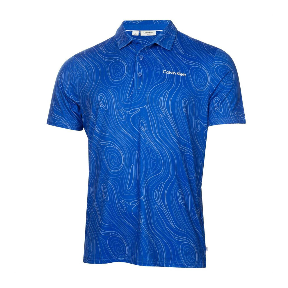 Calvin Klein (M, Sapphire) Mens Performance Polo Shirt