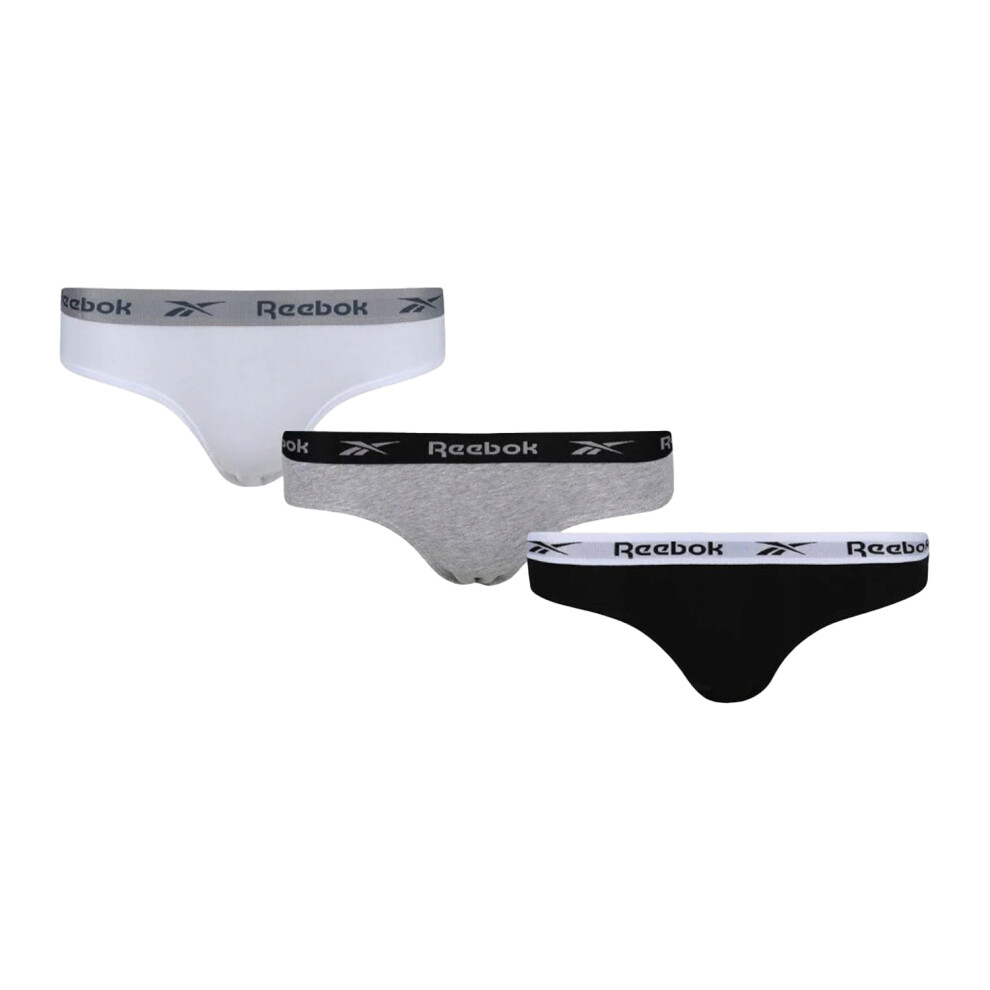 Reebok (14 Uk, Black/White/Grey) Womens/Ladies Carina Logo Briefs (Pack Of 3)