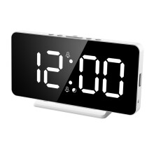 (Black) LED Digital Smart Alarm Clock Watch Table Electronic Desktop Clocks USB Wake Up Clock Snooze USB Wake Up Alarm Home Decor