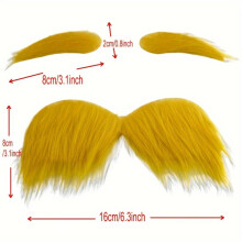 (A) 3pcs Golden Self-adhesive Fake Beard And Eyebrows, Holiday Party Decoration