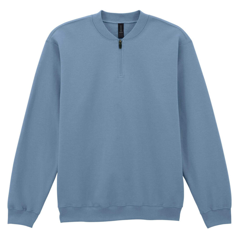 Gildan (L, Stone Blue) Unisex Adult Softstyle Midweight Quarter Zip Sweatshirt